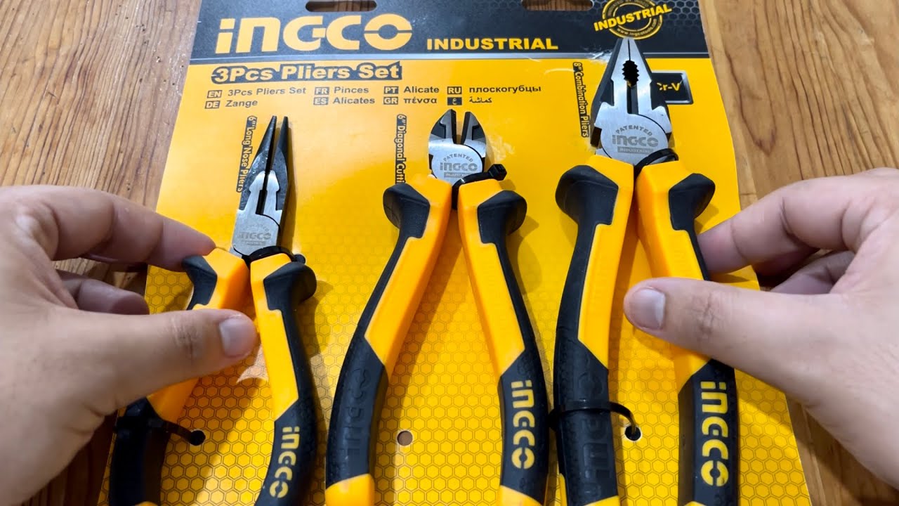 INGCO Pliers Tool Set, 3pcs Small Plier Set, 8 Inch Combination