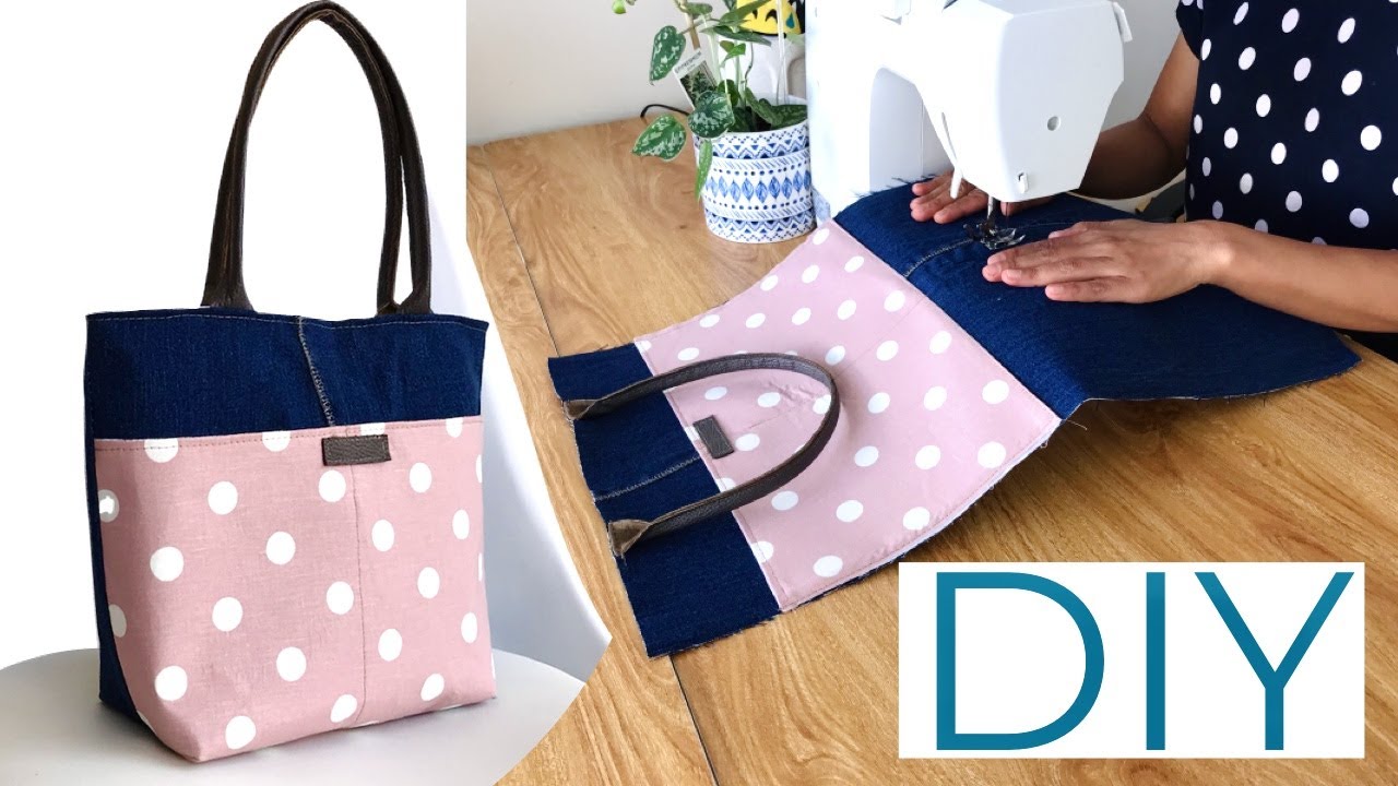 FUN PROJECT DIY CUTE DENIM TOTE BAG #shorts #reels #diy #handmade #sewing  #ideas 