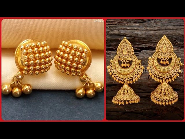 Antique Golden Earrings Sku-15078 D3 at Rs 523.00 | Gold Earrings | ID:  2849754249088