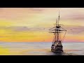 Sunset Ship Acrylic Painting LIVE Tutorial