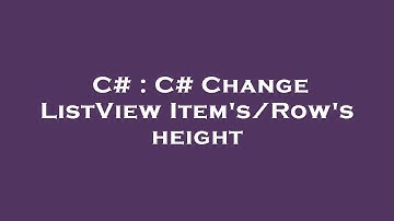 C# : C# Change ListView Item