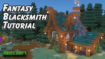 Minecraft FANTASY BLACKSMITH TUTORIAL - How to build a Minecraft Medieval Blacksmith with Interior