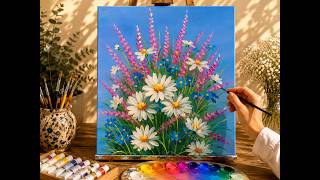 How to Paint Colorful Wildflowers 🌸 Easy Acrylic Painting Step by Step