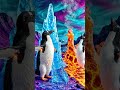 angry expressions, cold penguins on icy side and fire penguins on lava #sciart #scientificanimation