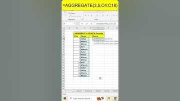 AGGREGATE + COUNTA Formula In Excel ||  #exceltips #exceltricks