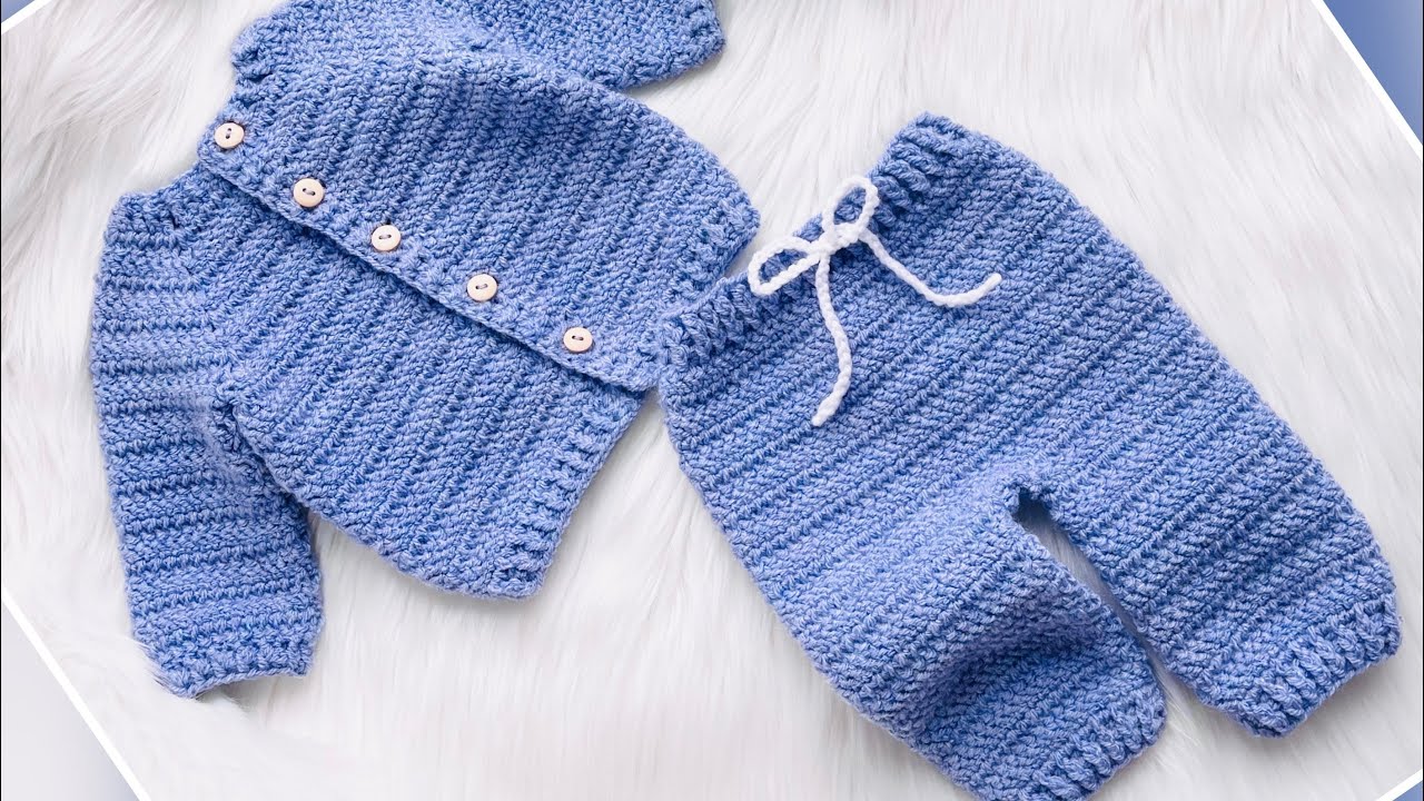 Easy Herringbone Pants, Trousers, Leggings to match Sammy Cardigan Sweater | Crochet for Baby How to