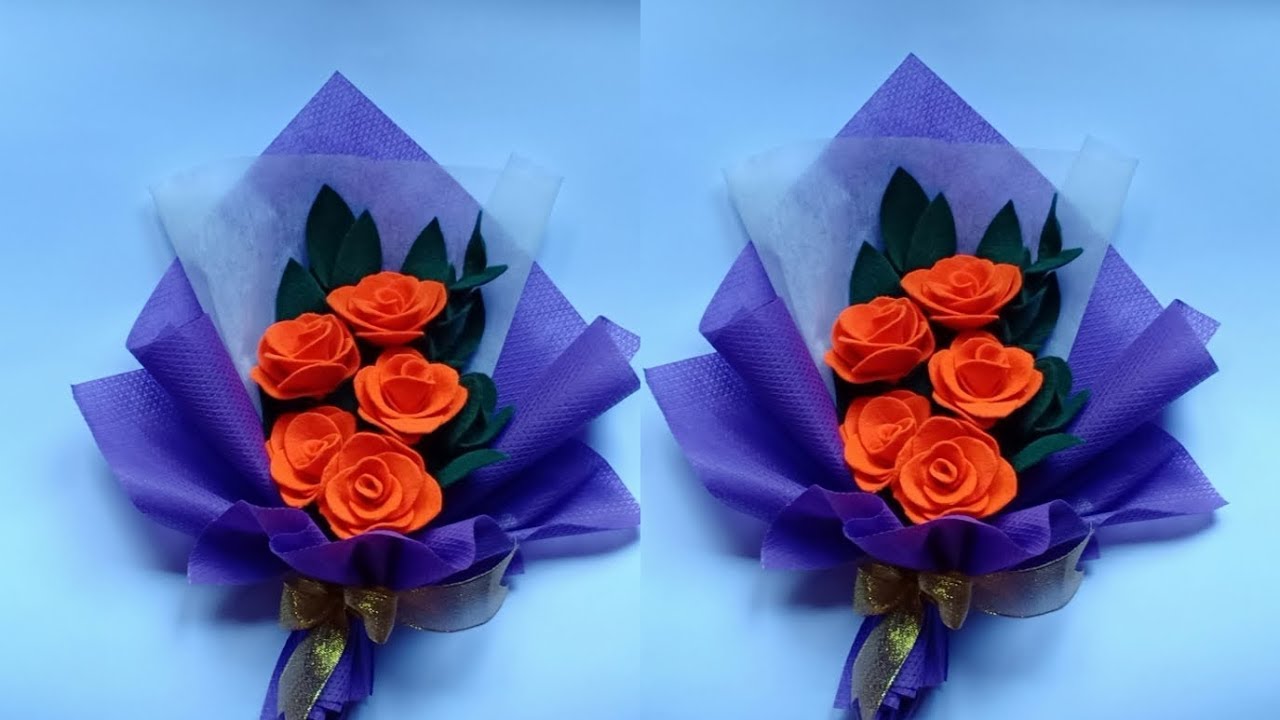 Ide Kreatif Membuat Buket Bunga Dari Kain Flanel Wrapping Bouquet Youtube
