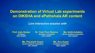 Demonstration of Virtual Lab experiments on DIKSHA and ePathshala AR content
