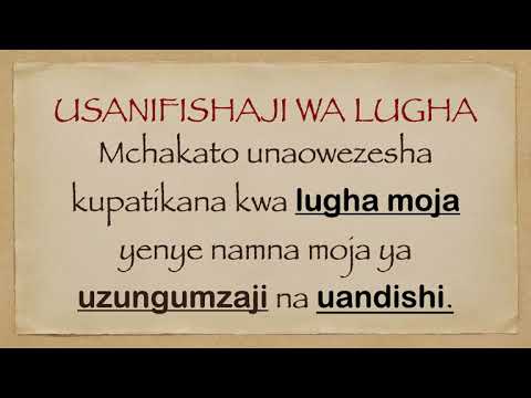 usanifishaji | usanifishaji wa lugha | language standardisation