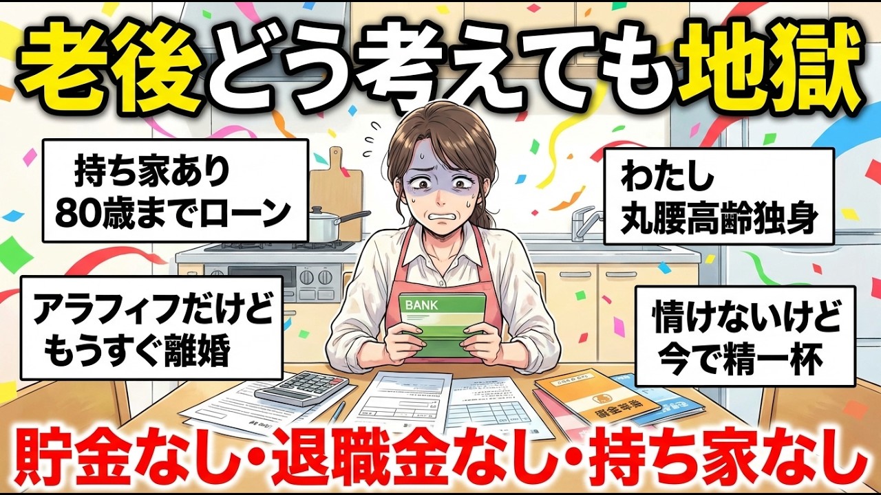 【老後詰んだ】お金も家もない！こんな私はどうやって老後生きたらいいの…仲間がいたら話したい【ガルちゃん雑談】【更年期キツイ】