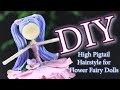 DIY High Pigtail Hairstyle for Fairy Dolls | DIY Dollmaking | How To Make A Flower Fairy Doll