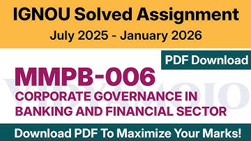 IGNOU MMPB 006 Solved Assignment 2025-26 PDF Download | IGNOU MBA
