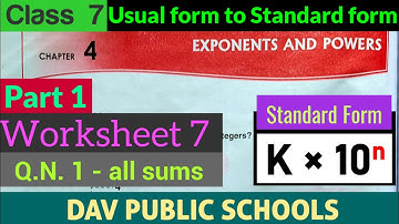 DAV class 7 maths chapter 4 worksheet 7 Q.N. 1 - all sums