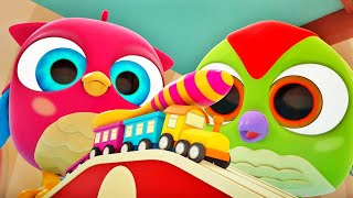 ¡A jugar con los trenes infantiles! El Búho Hop Hop. Dibujos animados para niños.