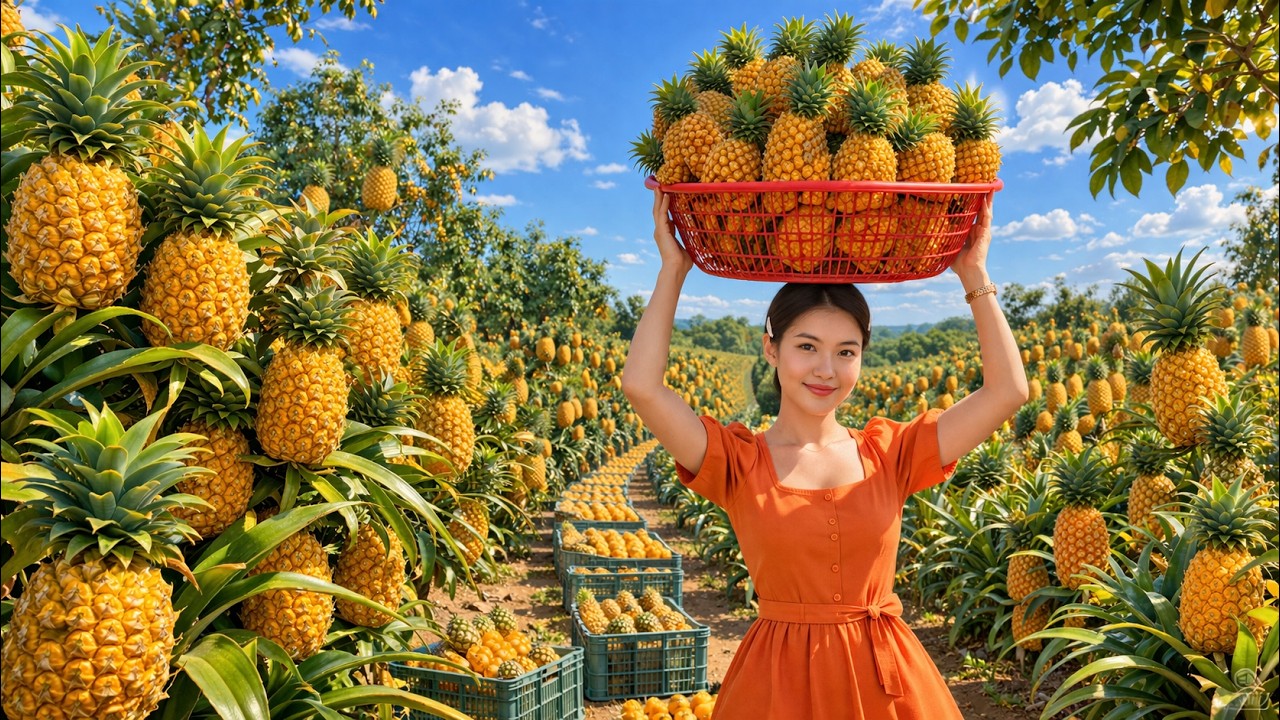 Harvesting Pineapples and Onions to Sell at Market - Demolishing Old ...
