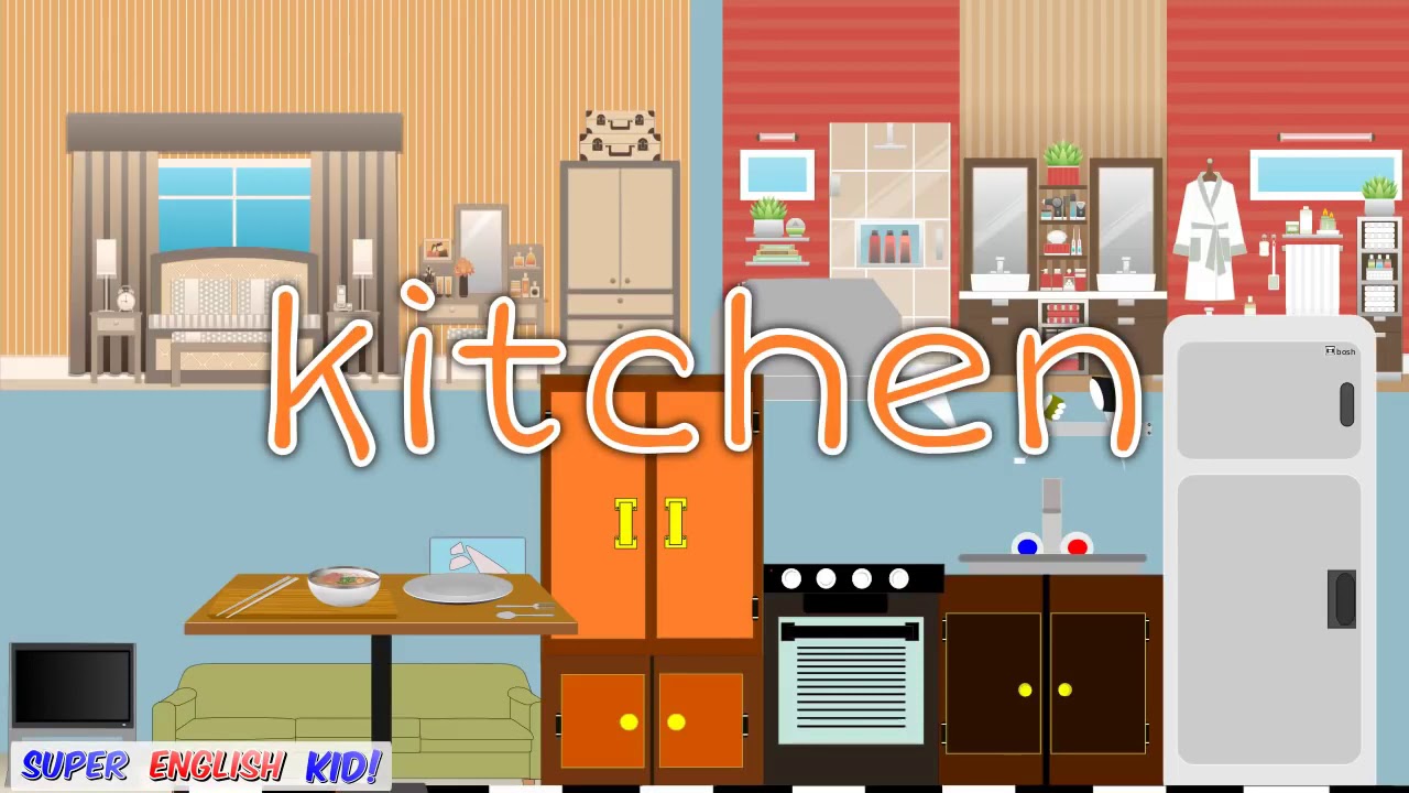 The rooms in a house song for kids with spelling ♩ ♪ YouTube