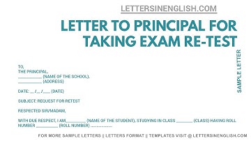Letter to Principal for Taking Retest – Exam Retest Request Letter