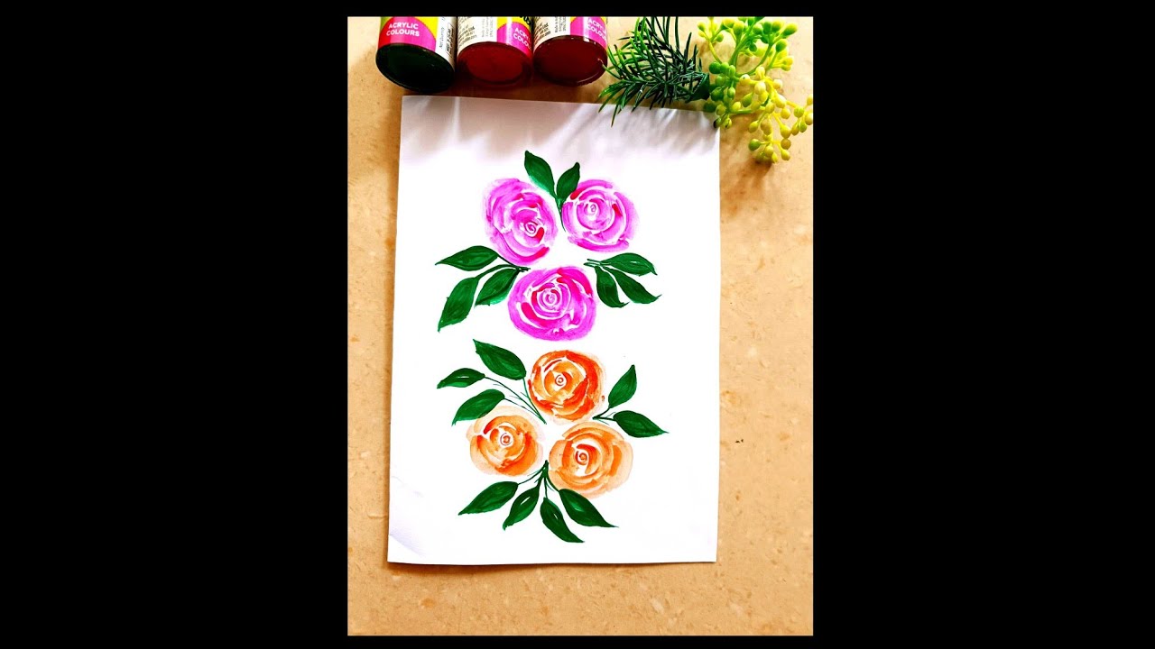 How to paint a floral/ easy flower painting for beginners using acrylic ...