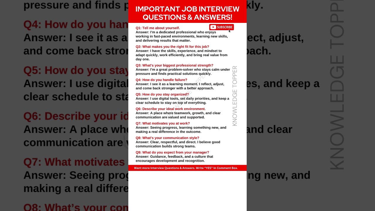 9 Most Common Job Interview Questions And Answers