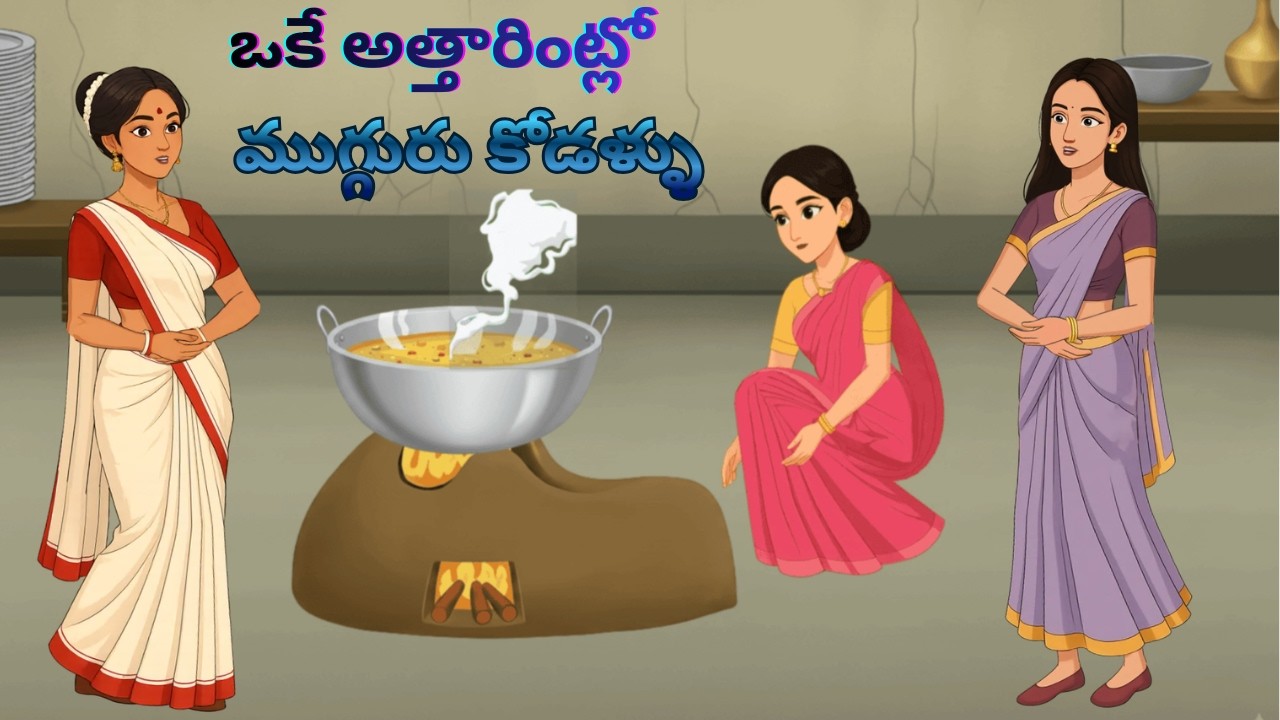 ఒకే అత్తారింట్లో ముగ్గురు కోడళ్ళు | Telugu Moral Cartoon | కుటుంబ కథ | Neethi Kathalu