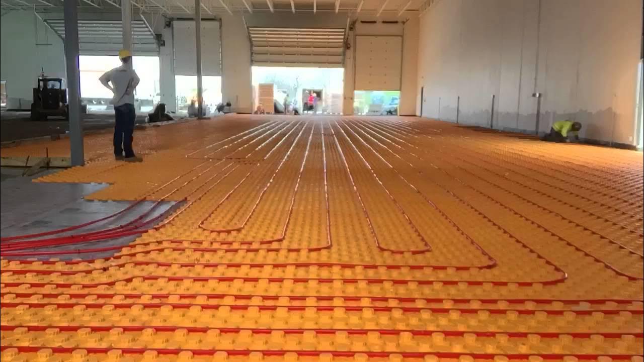 Creatherm Radiant Floor Panel installation Time Lapse of NHRA Race shop