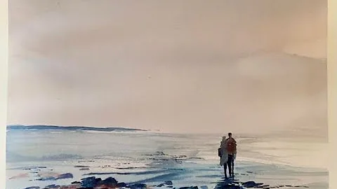 Loose Watercolour Practice: Wet in Wet Sky & Seascape Watercolor Tutorial, a Walk On the Beach