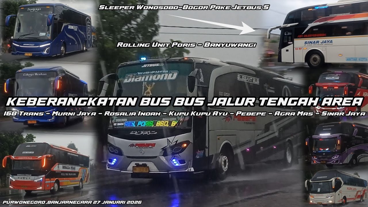 Keberangkatan Bus Jalur Tengah Area || 168 Trans Jalan 2 Unit,Rosalia Indah 2 Unit,AgraMas 1 Unit 👍