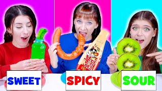 ASMR Sweet vs Spicy vs Sour Food Challenge | Eating Sounds LiLiBu