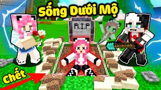 MỀU THỬ THÁCH SỐNG DƯỚI NGÔI NHÀ BIA MỘ CỦA PANDA TRONG MINECRAFT*REDHOOD THOÁT KHỎI NHÀ TÙ MỘ ĐẤT