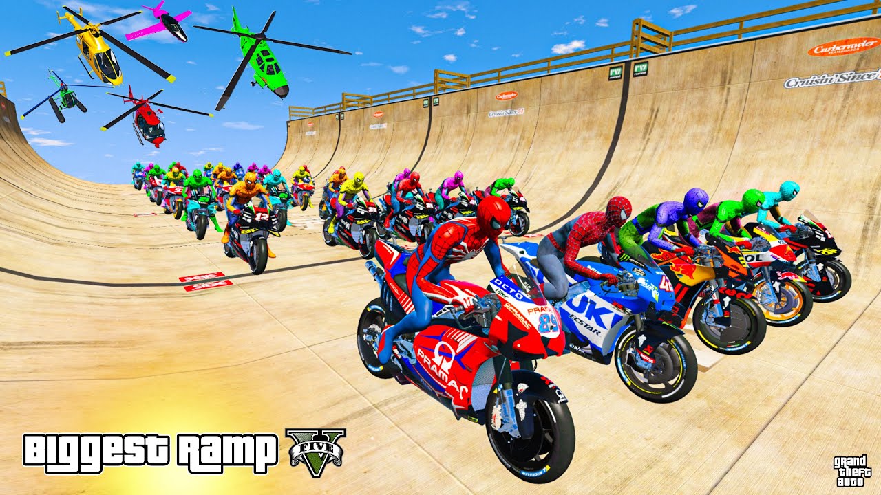Red Spiderman VS Spiderman Team VS biggest Ramp in GTA 5