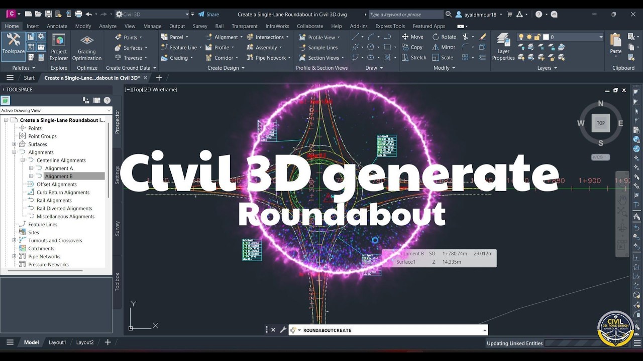 Create a Single - Lane Roundabout in Civil 3D - YouTube