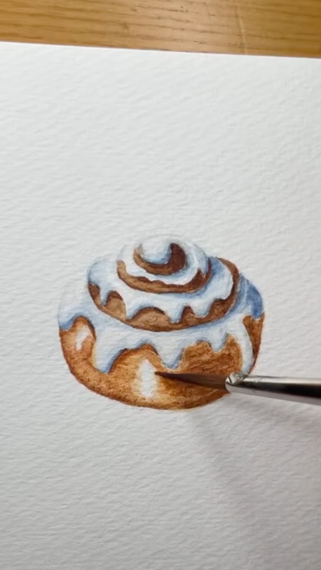 シナモンロールを透明水彩で描くよ| Painting a Cinnamon Roll in