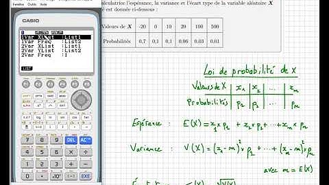 espérance variance écart type : calculatrice CASIO Graph 35 / 90 • variable aléatoire • première S