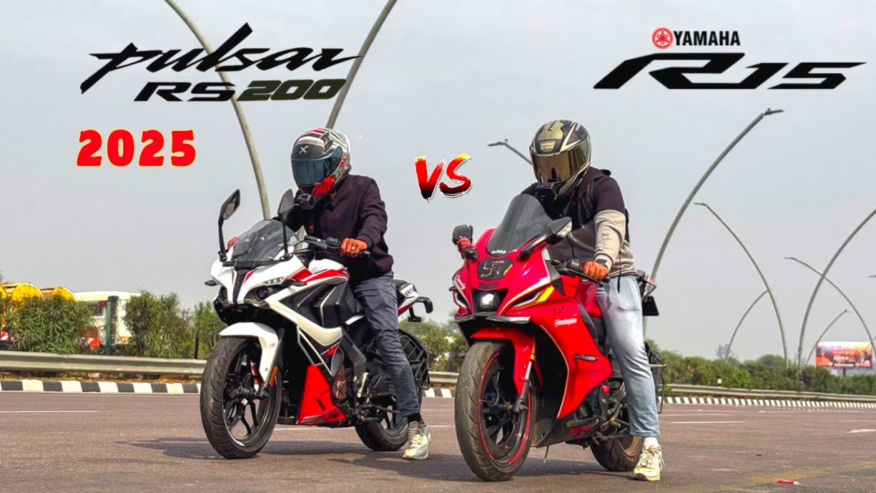 2025 Bajaj Pulsar RS 200 .vs. Yamaha R15 v4 || Full Throttle Drag race 😱 , Kya hi bana di bs7 rs 200
