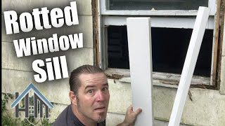 how to replace window sill, rotted sill and nose. easy!