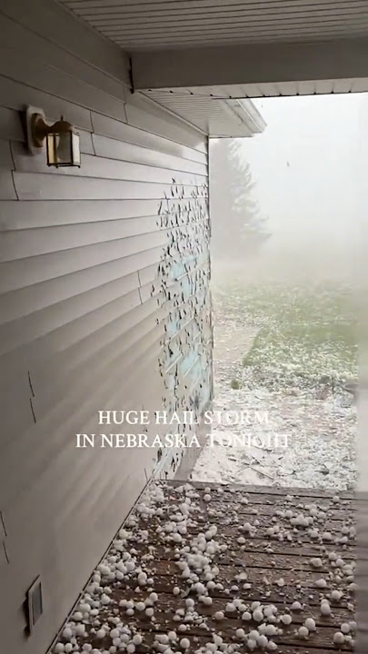 Softball-Sized Hail Destroys Homes in Nebraska – Caught on Camera! #hail #hailstorm #severeweather