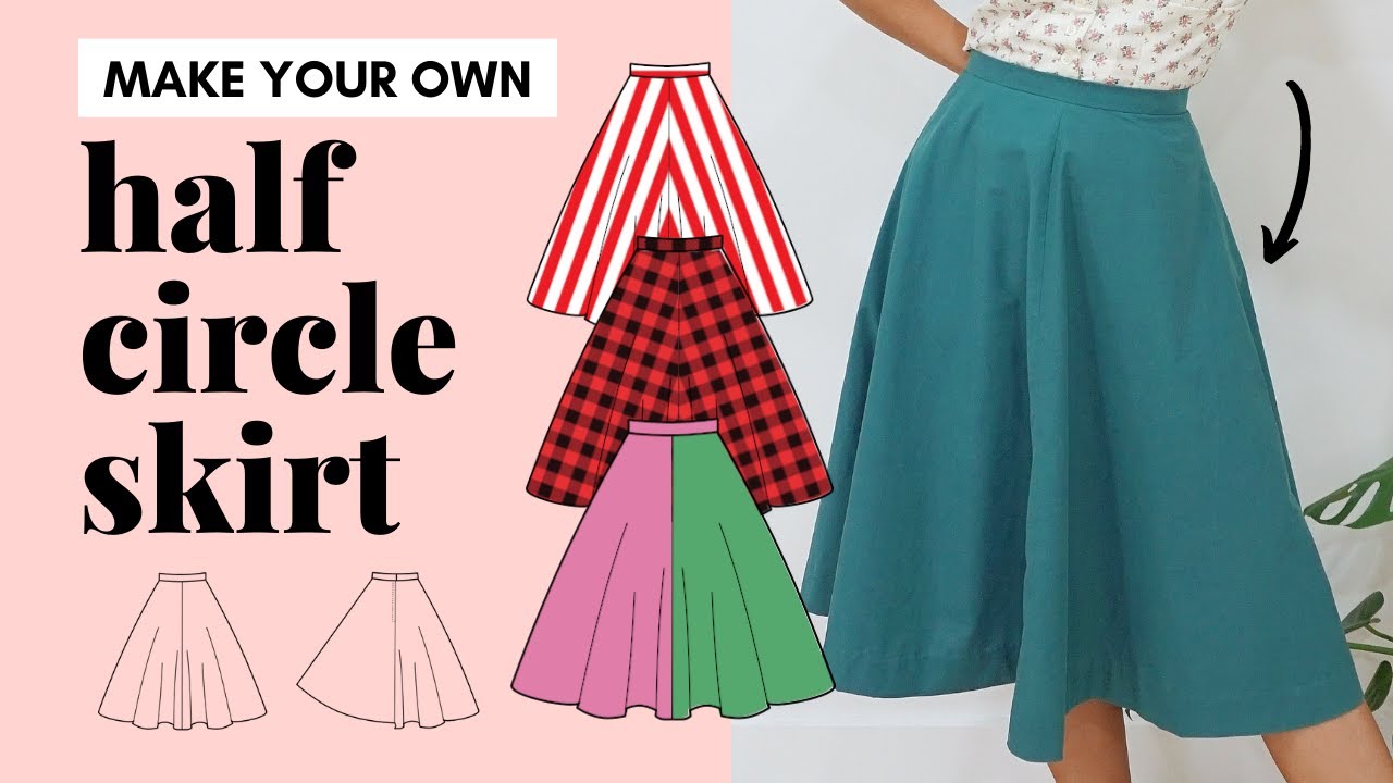 How to sew a half circle skirt (4 panels) | step by step, beginner ...