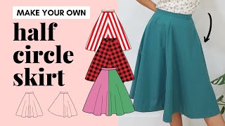 How to sew a half circle skirt (4 panels) | step by step, beginnerfriendly | draft your own pattern