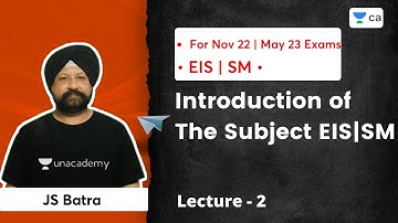 L2: Introduction of The Subject EISSM | CA Inter NOV 22/May 23 Exams | JS Batra
