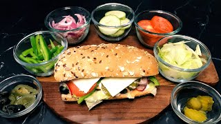 Subway sandwich recipe | subway veggie delight sandwich recipe | multigrain veg sub sandwich