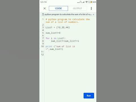 write a python program to sum of all the items in a list. #shorts # ...
