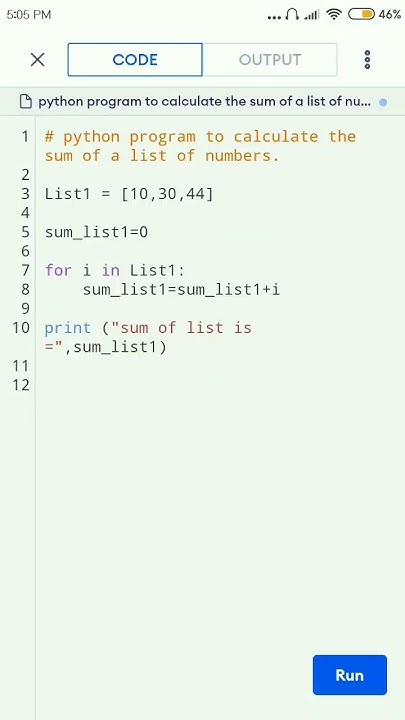 write a python program to sum of all the items in a list. #shorts # ...