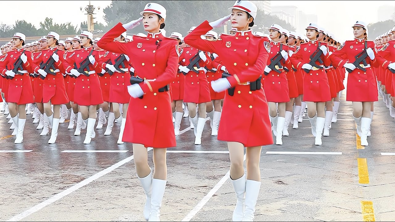 4K Rare 2019 National Day military parade female militia formation training2019
