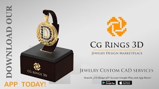 Jewelry Custom Cad Services - 3D Pendant With Letter D