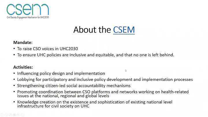 UN High-Level Meeting on Universal Health Coverage Informational Webinar