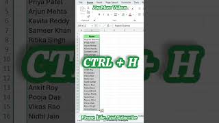 Ctrl+H short key Practically practice For More Videos Please like and Subscribe to my channel