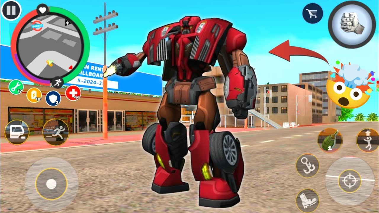 Red Transformer Car I Control In Rope Hero New Update 😱 Rope Hero Vice Town 
