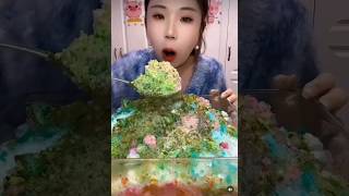 asmr ice eating/matcha & milk powder mix