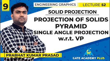 Engg Graphics | Projection of Solids : Pyramid : Single angle Projection w.r.t.  VP | Lecture 52