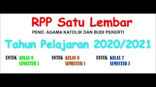 Download RPP Satu Lembar tahun pelajaran 2020-2021